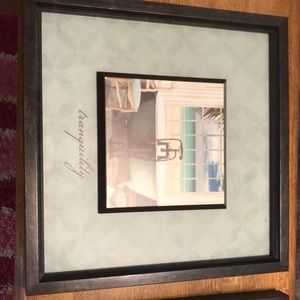 Set of 2.  Like new. 12”-12” wood framed lovely bathroom decor. Very good